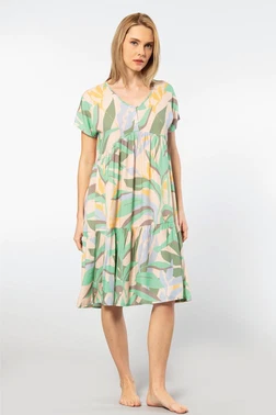 Türen Dokuma Kloş Elbise Türen 3602/Yeşil