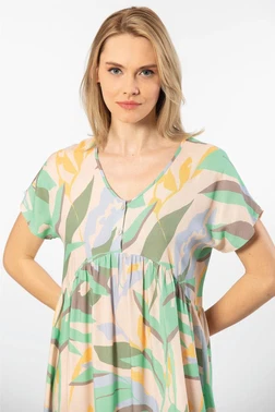 Türen Dokuma Kloş Elbise Türen 3602/Yeşil - Alternatif Görünüm