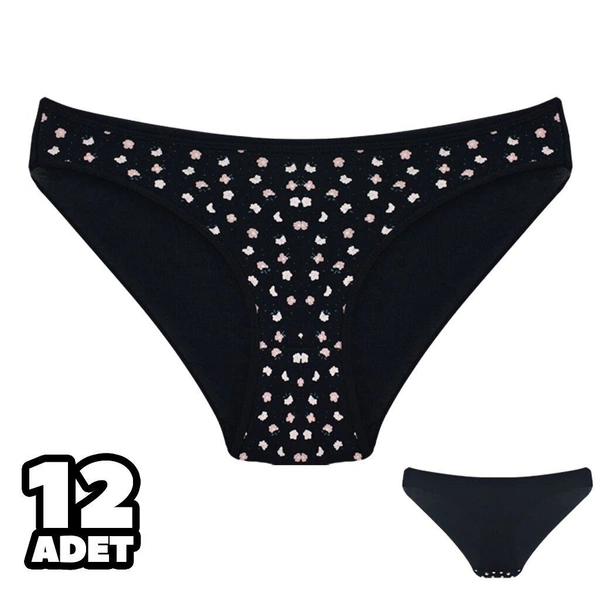 Gece Desenli Kadın Bikini Külot 12'li Dondeza 101-144