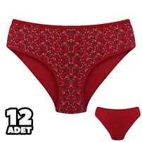Dondeza Desenli 12Li Kırmızı Kadın Külot Dondeza 201-160
