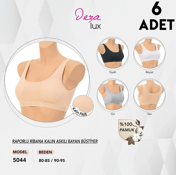 Raporlu Kalın Askılı Pedli Bayan Bustiyer 6'lı Dondeza 5044