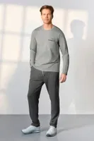Erkek Gri Cep Detaylı T-Shirt Pijama Takımı Doreanse 25K4548 Gri