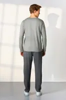 Erkek Gri Cep Detaylı T-Shirt Pijama Takımı Doreanse 25K4548 Gri detay görünüm