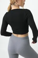 DoReMi Seamless Uzun Kollu Fitilli Büstiyer 002-000133 Siyah detay görünüm
