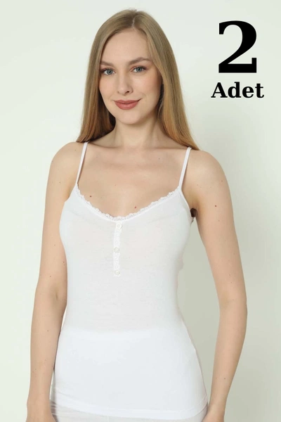 Düğmeli Atlet Beyaz Likralı İp Askı Arma Yıldız 3365 - 2 ADET
