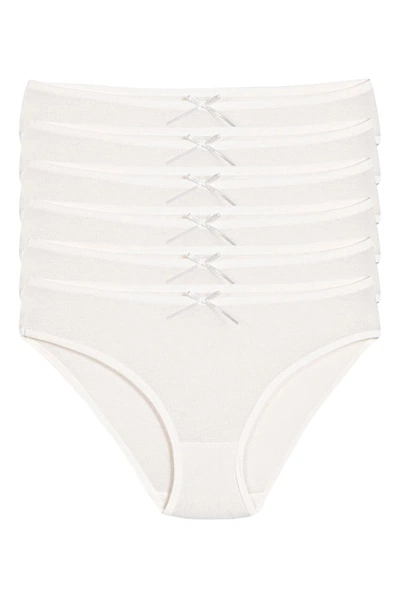 Ekru 6'lı Paket Bambu Bikini Kadın Külot Yıldız 3912