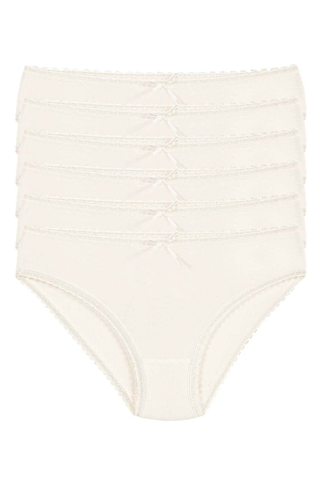 Ekru 6'lı Paket Bambu Kadın Dantelli Bikini Külot Yıldız 3882
