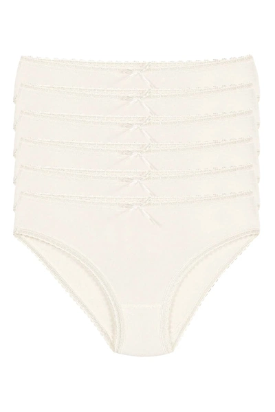 Ekru 6'lı Paket Bambu Kadın Dantelli Bikini Külot Yıldız 3882