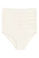 Ekru 6'lı Paket Bambu Kadın Dantelli Bikini Külot Yıldız 3882 Ekru