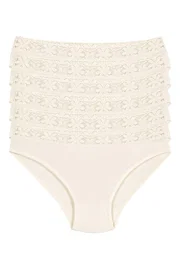 Yıldız Çamaşır Ekru 6'lı Paket Likralı Beli Dantelli Kadın Bikini Külot Yıldız 3523