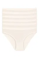 Ekru 6'lı Paket Likralı İz Yapmaz Kadın Bikini Külot Yıldız 3728 Ekru