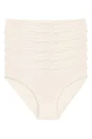Ekru 6'lı Paket Modal Dantelli Kadın Bikini Külot Yıldız 3902 Ekru