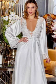 Jeremi Ekru Çeyizlik Dantelli Saten 6 lı Set Jeremi 315