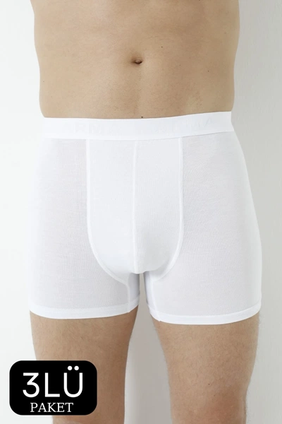 Erkek Bambu Boxer Beyaz 3lü Paket Arma Yıldız 1172 - 3 ADET