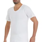 Erkek Beyaz 6'lı Paket Bisiklet Yaka Kısa Kollu Fanila Atlet Yıldız 01 Beyaz