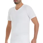 Erkek Beyaz 6'lı Paket V-Yaka Kısa Kollu Fanila Atlet Yıldız 23 Beyaz