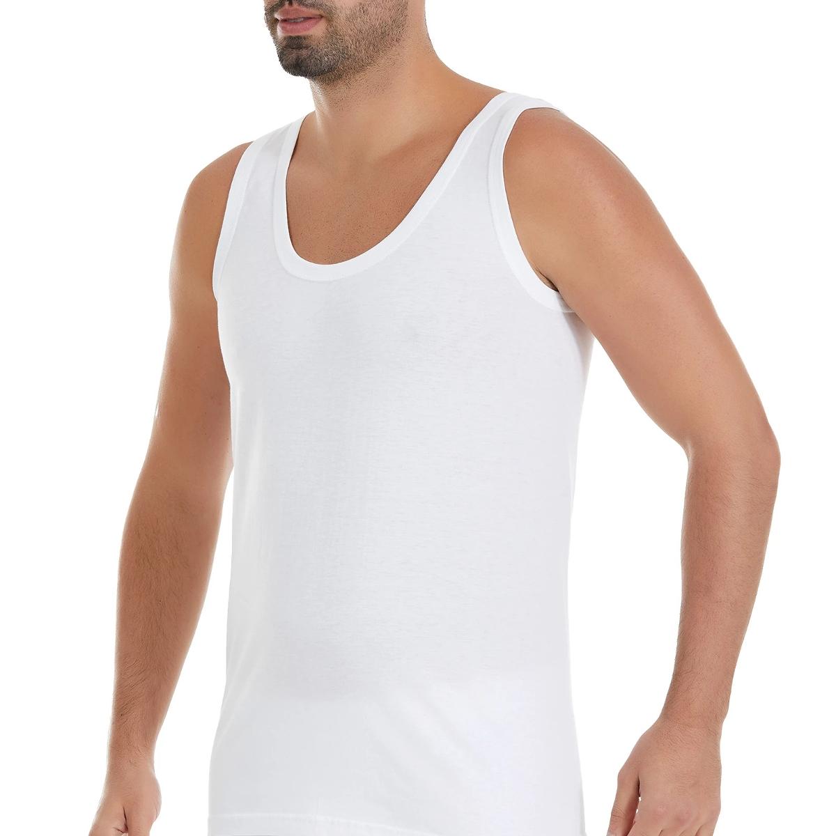 Erkek Beyaz 6'lı Paket %100 Pamuk Atlet Yıldız 00