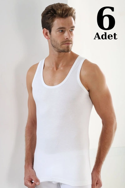 Erkek Beyaz Penye Atlet 6lı Paket Arma Yıldız 1107 - 6 ADET