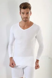 Arma Yıldız Erkek Beyaz Ribana Uzun Kol V Yaka Badi Arma Yıldız 1127