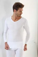 Erkek Beyaz Ribana Uzun Kol V Yaka Badi Arma Yıldız 1127 Beyaz farklı açı