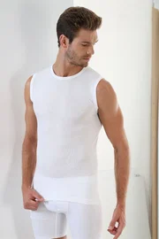 Arma Yıldız Erkek Beyaz Ribana Yuvarlak Yaka Kolsuz Atlet Arma Yıldız 1110