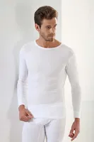 Erkek Beyaz Uzun Kol Yuvarlak Yaka Badi Arma Yıldız 1128 Beyaz farklı açı