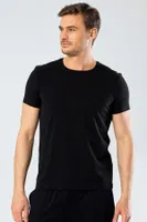 Erkek Bisiklet Yaka Likralı T-shirt Cacharel 1331/ Siyah detay görünüm