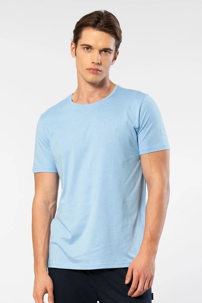 Bisiklet Yaka Modal Mavi Erkek T-shirt Cacharel 2169/Açık Mavi