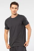 Bisiklet Yaka Kısa Kollu Erkek T-shirt Cacharel 2169 Kahverengi Antrasit