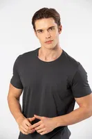 Bisiklet Yaka Kısa Kollu Erkek T-shirt Cacharel 2169 Kahverengi Antrasit farklı açı