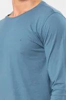 Modal Bisiklet Yaka Uzun Kollu Nakış Logolu Erkek Pijama Takımı Cacharel 2244 İndigo farklı açı