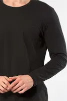 Bisiklet Yaka Uzun Kollu Nakış Logolu Modal Erkek Pijama Takımı Cacharel 2244 Siyah detay görünüm