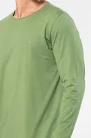 Yeşil Bisiklet Yaka Uzun Kollu Modal Erkek Pijama Takımı Cacharel 2244 Yeşil detay görünüm