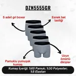 Erkek Boxer Gri 5'Li Set Darkzone DZN5555GR detay görünüm