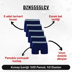 Darkzone Erkek Boxer Lacivert 5'Li Set Darkzone DZN5555LCV - Alternatif Görünüm
