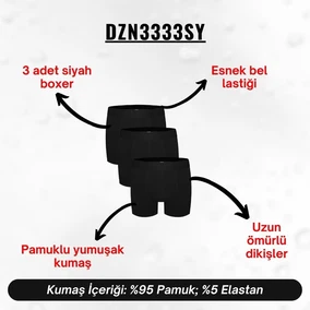 Darkzone Erkek Boxer Siyah 3'Lü Set Darkzone DZN3333SY - Alternatif Görünüm