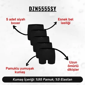 Darkzone Erkek Boxer Siyah 5'Li Set Darkzone DZN5555SY - Alternatif Görünüm