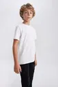 Erkek Çocuk Beyaz Tişört Bisiklet Yaka Arma Yıldız 5505