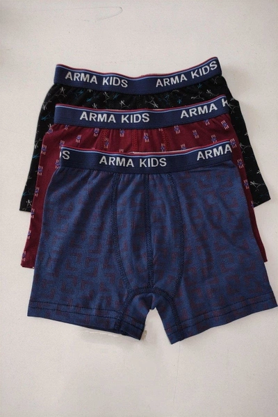 Erkek Çocuk Desenli Likralı Boxer 3'lü Paket Arma Yıldız 5541 - 3 ADET