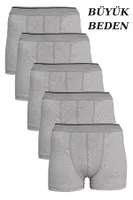 Erkek Gri Battal Büyük Beden Boxer 5'li Paket Arma Yıldız 1177 - 5 ADET Gri
