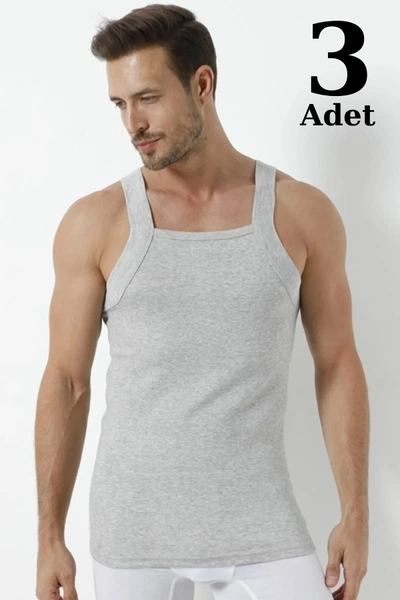 Erkek Gri Geniş Biyeli Atlet 3lü Paket Arma Yıldız 1135 - 3 ADET