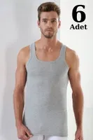 Erkek Gri Penye Atlet 6lı Paket Arma Yıldız 1107 - 6 ADET Gri