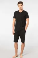 Şortlu Kısa Kollu Modal Cepli Erkek Pijama Takım Cacharel 2193 Siyah