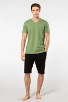 Cepli Kısa Kollu Modal Erkek Bermuda Pijama Takım Cacharel 2193 Yeşil