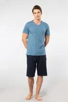 Bermuda Erkek Kısa Kollu Modal Pijama Takımı Cacharel 2193 İndigo