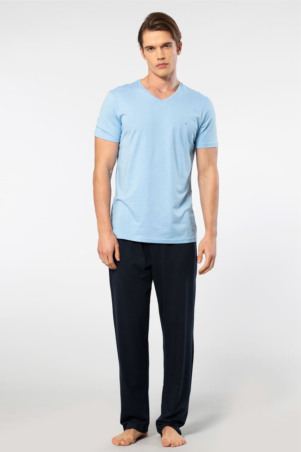 Kısa Kollu Modal Erkek Pijama Takımı Cacharel 2192 Sarı No.2