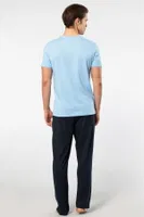 Kısa Kollu Modal Erkek Pijama Takımı Cacharel 2192 Sarı No.2 Açık Mavi görsel 4