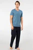 Kısa Kollu Modal Erkek Pijama Takımı Cacharel 2192 Sarı İndigo