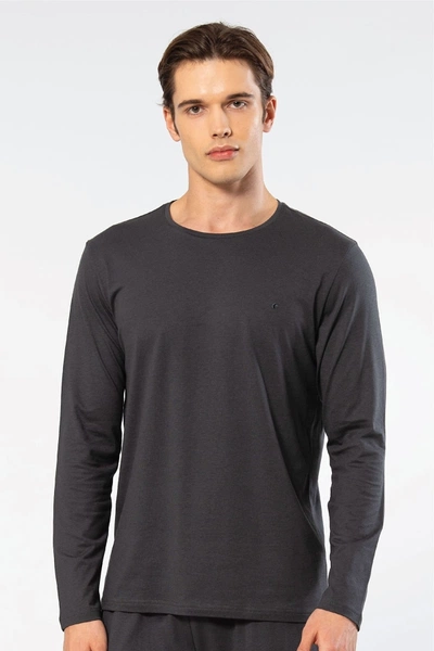 Bisiklet Yaka Modal Pamuklu Erkek T-shirt Cacharel 2242 Kahverengi
