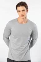 Bisiklet Yaka Modal Pamuklu Erkek T-shirt Cacharel 2242 Bej Gri
